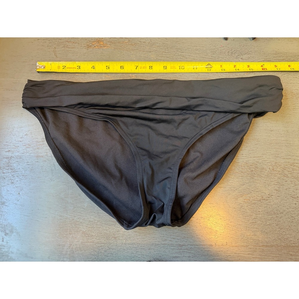 Kenneth Cole New York Black Fold Over Bikini Bottom Swimwear Large KC2VU96